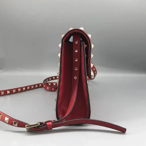 Valentino Garavani Rockstud Small Crossbody Bag Red Grainy Calfskin - Picture 4 of 15